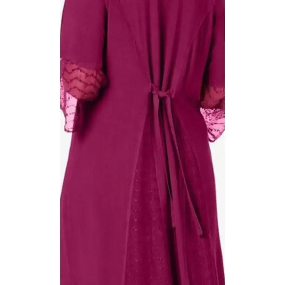 Plus Size 28W | Women's Embroidered Acid-Wash Back Self-Tie Boho Dress | NEW - Picture 5 of 6